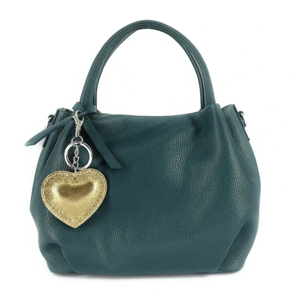 Porte-clés en cuir irisé COEUR GLOW Or pâle