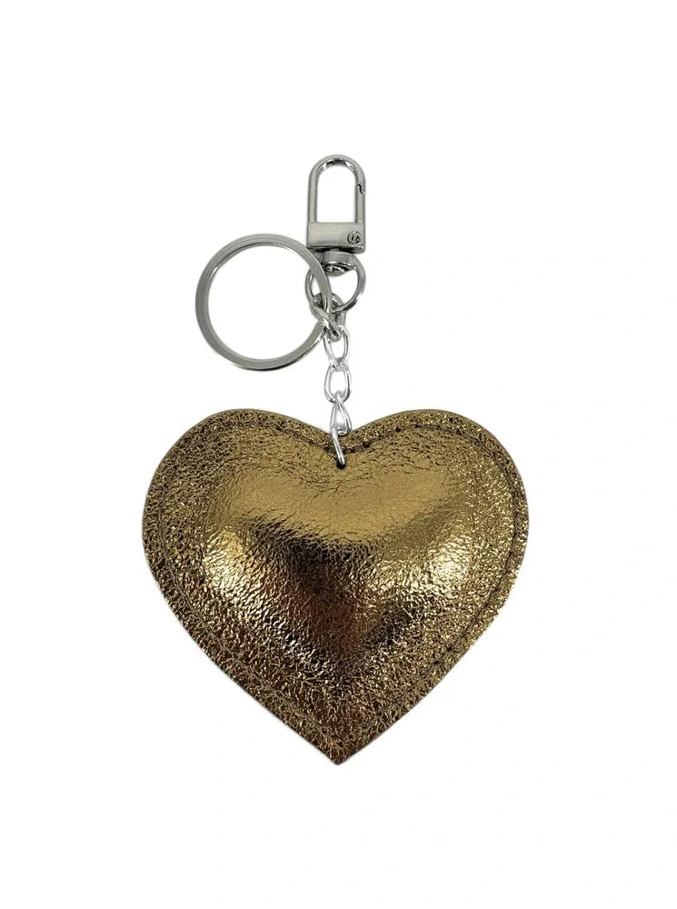 Porte-clés en cuir irisé COEUR GLOW Or vieilli