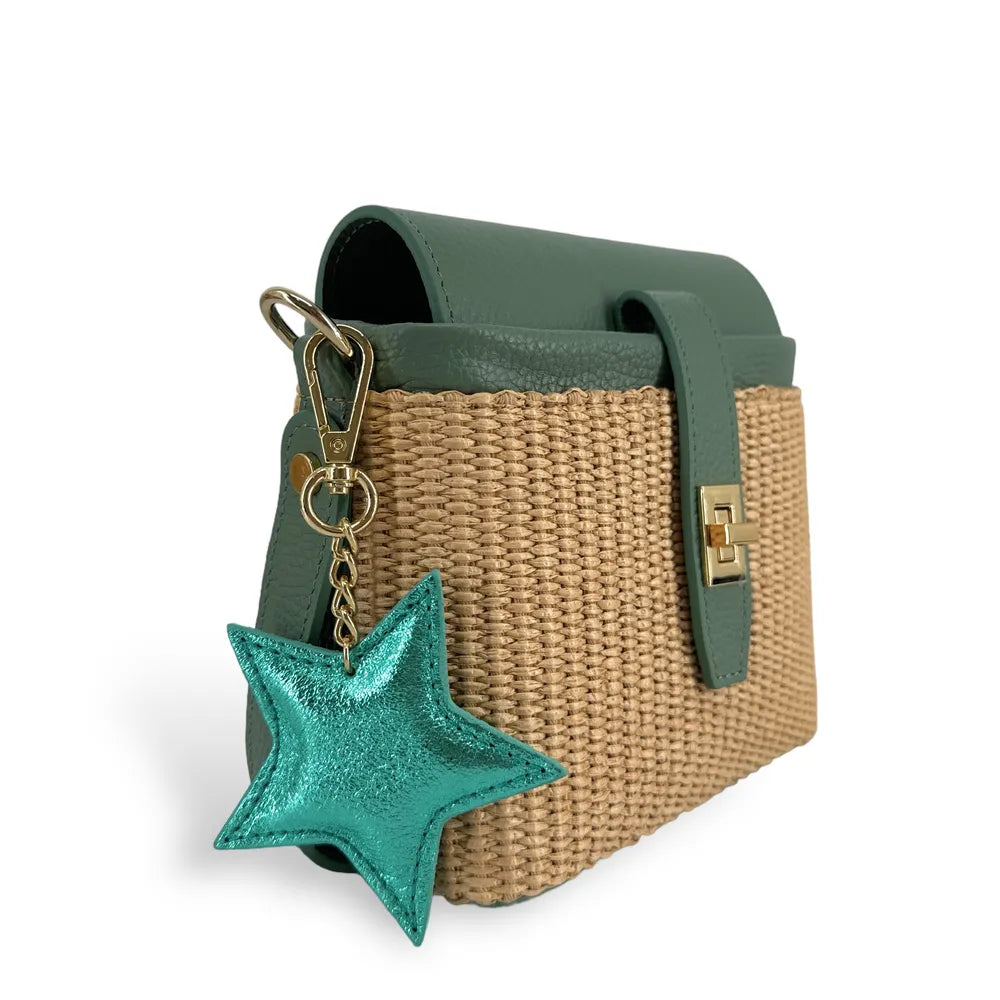 Porte-clés en cuir irisé ETOILE GLOW Bleu des mers du sud