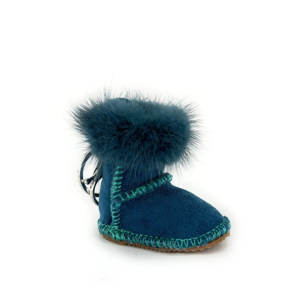 Porte-clés en croûte de cuir FLY ME TO THE MOON Bleu vert canard