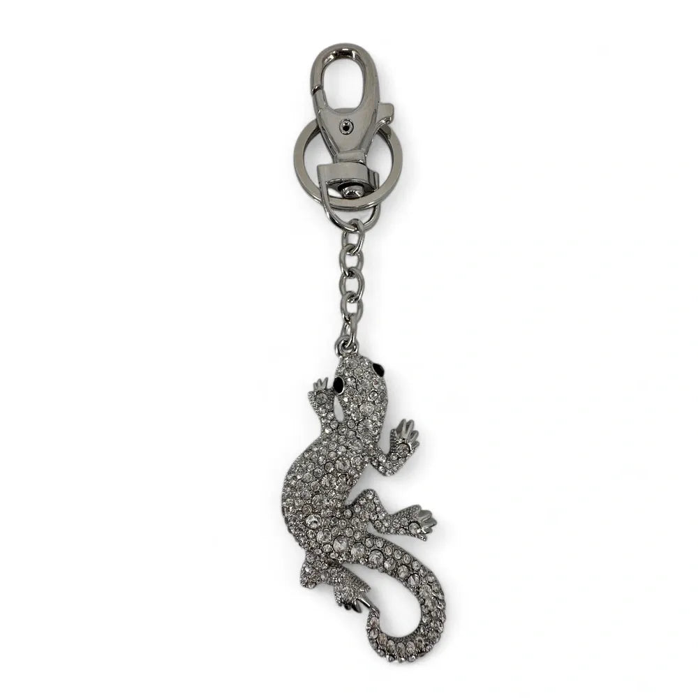 Porte-clés en métal et strass GEKKO finitions métalliques Argentée