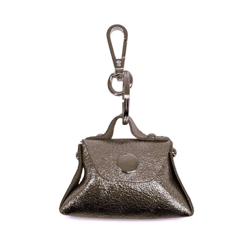 Porte-clés mini-sac en cuir BABY BABEL Champagne irisé