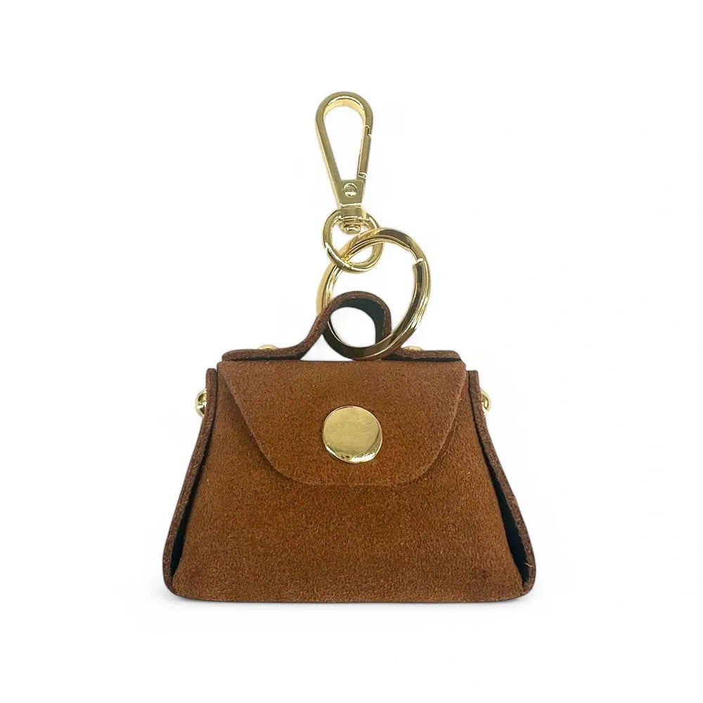 Porte-clés mini-sac en cuir BABY BABEL Camel foncé