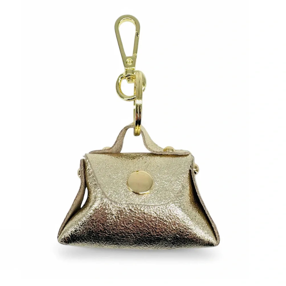 Porte-clés mini-sac en cuir BABY BABEL Or pâle