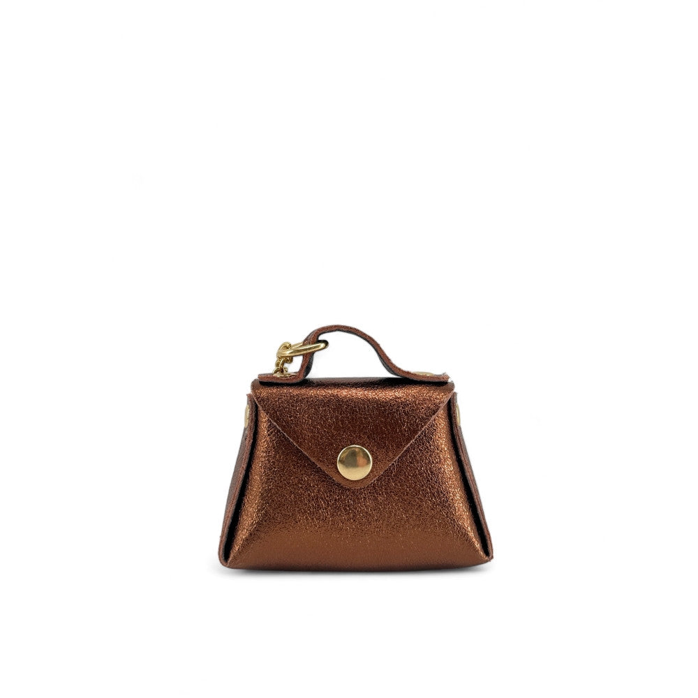 Porte-monnaie à mousqueton en cuir irisé BABEL Bronze