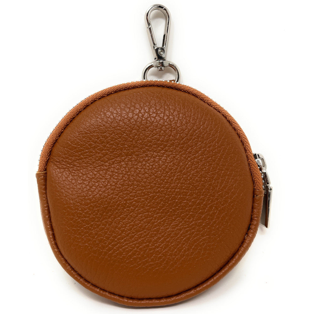 Porte monnaie en cuir grainé italien NEMO Camel foncé