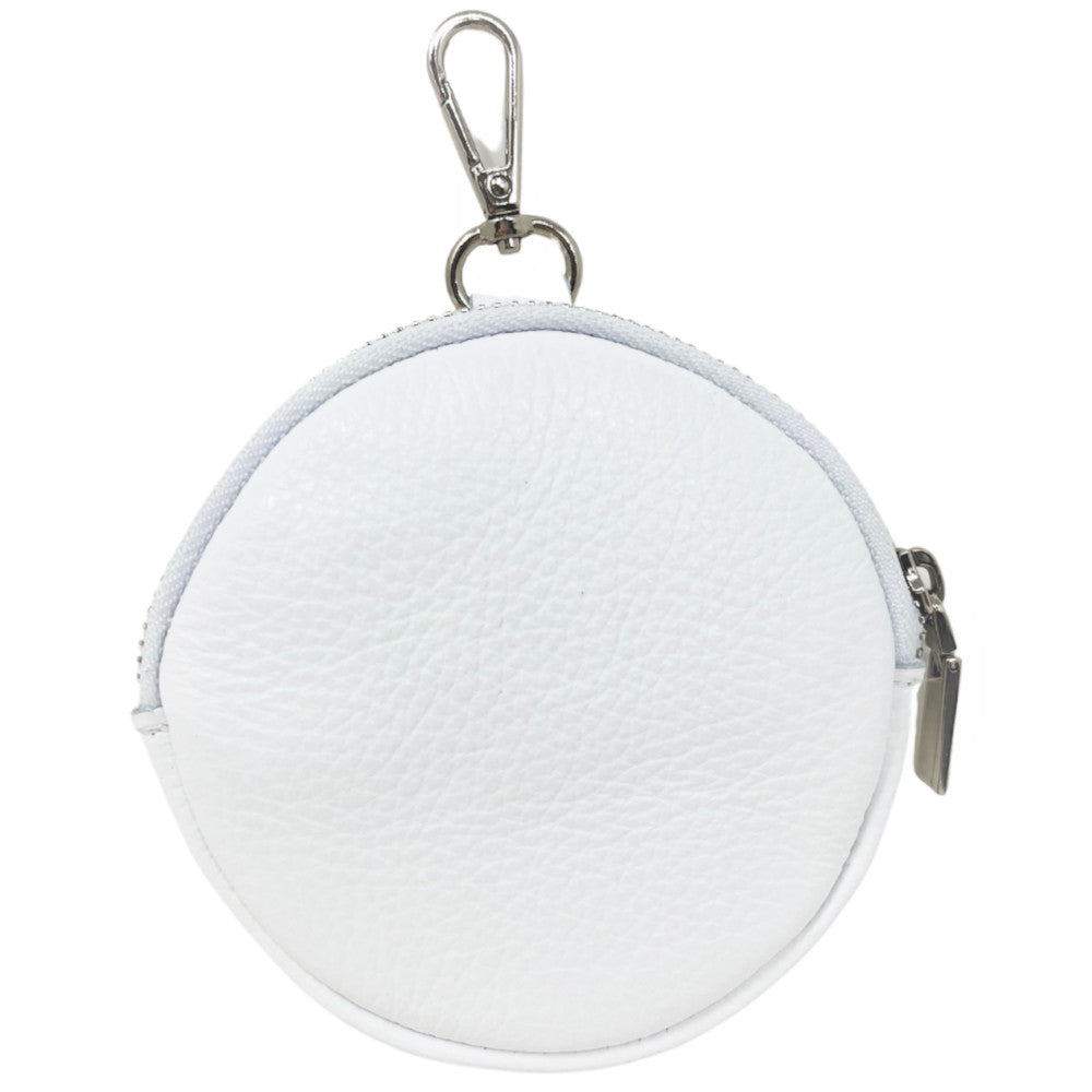 Porte monnaie en cuir grainé italien NEMO Blanc