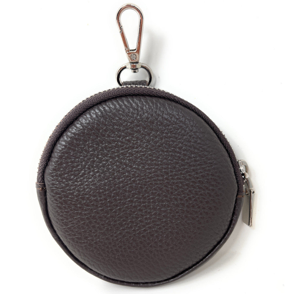 Porte monnaie en cuir grainé italien NEMO Chocolat
