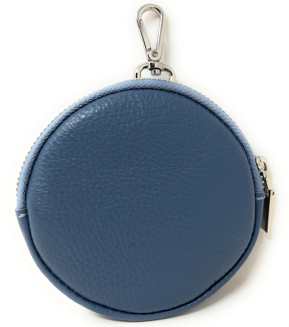 Porte monnaie en cuir grainé italien NEMO Bleu glacier