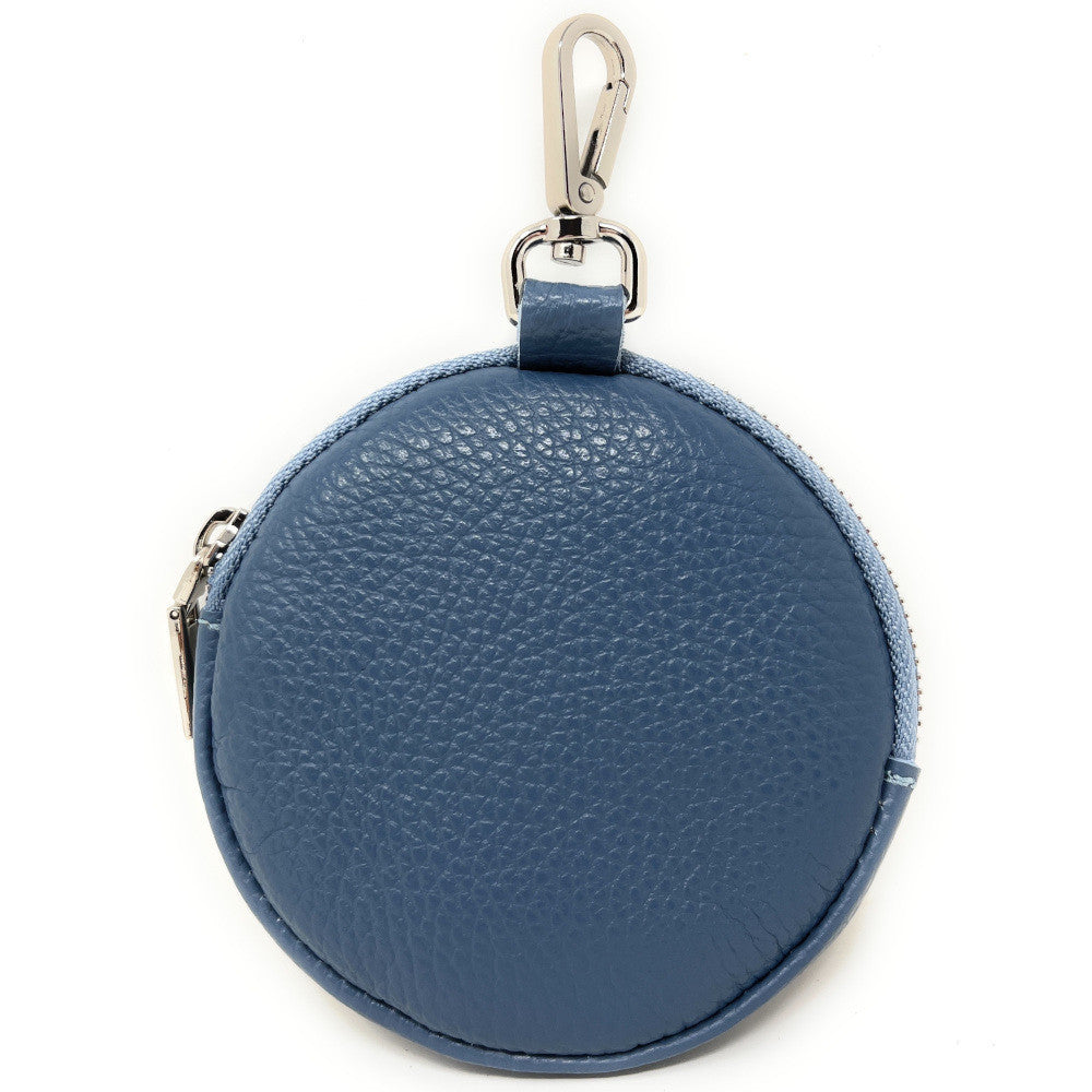 Porte monnaie en cuir grainé italien NEMO Bleu glacier