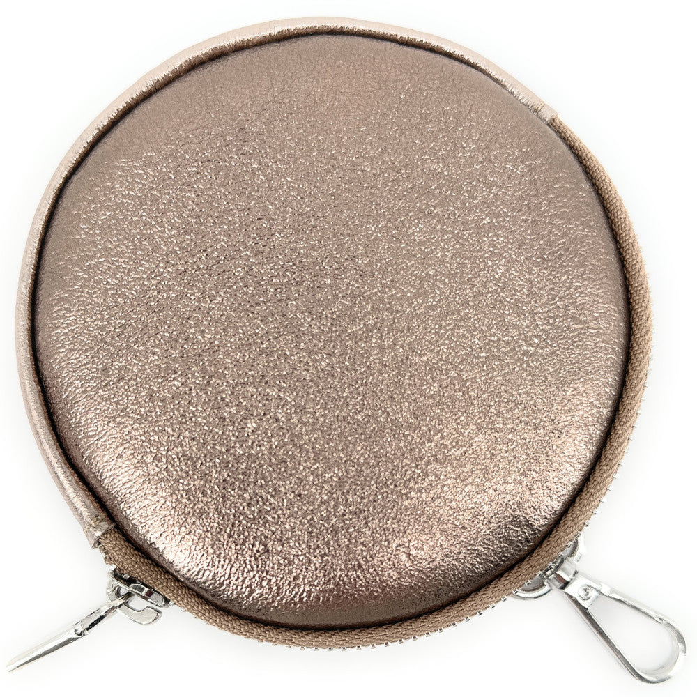 Porte monnaie en cuir grainé italien NEMO Champagne irisé