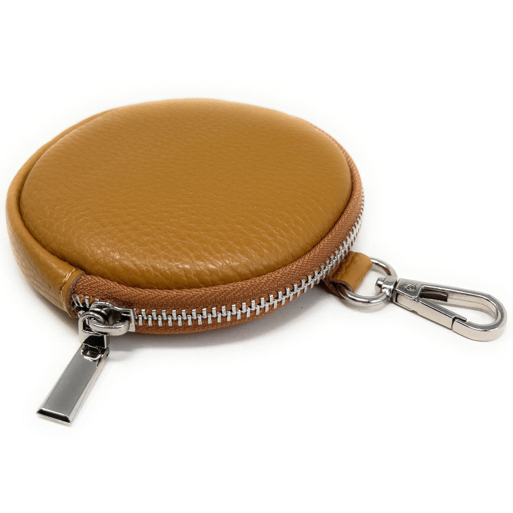 Porte monnaie en cuir grainé italien NEMO Camel