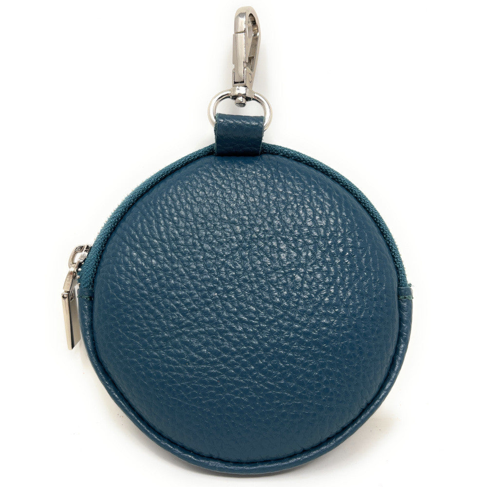 Porte monnaie en cuir grainé italien NEMO Bleu vert canard