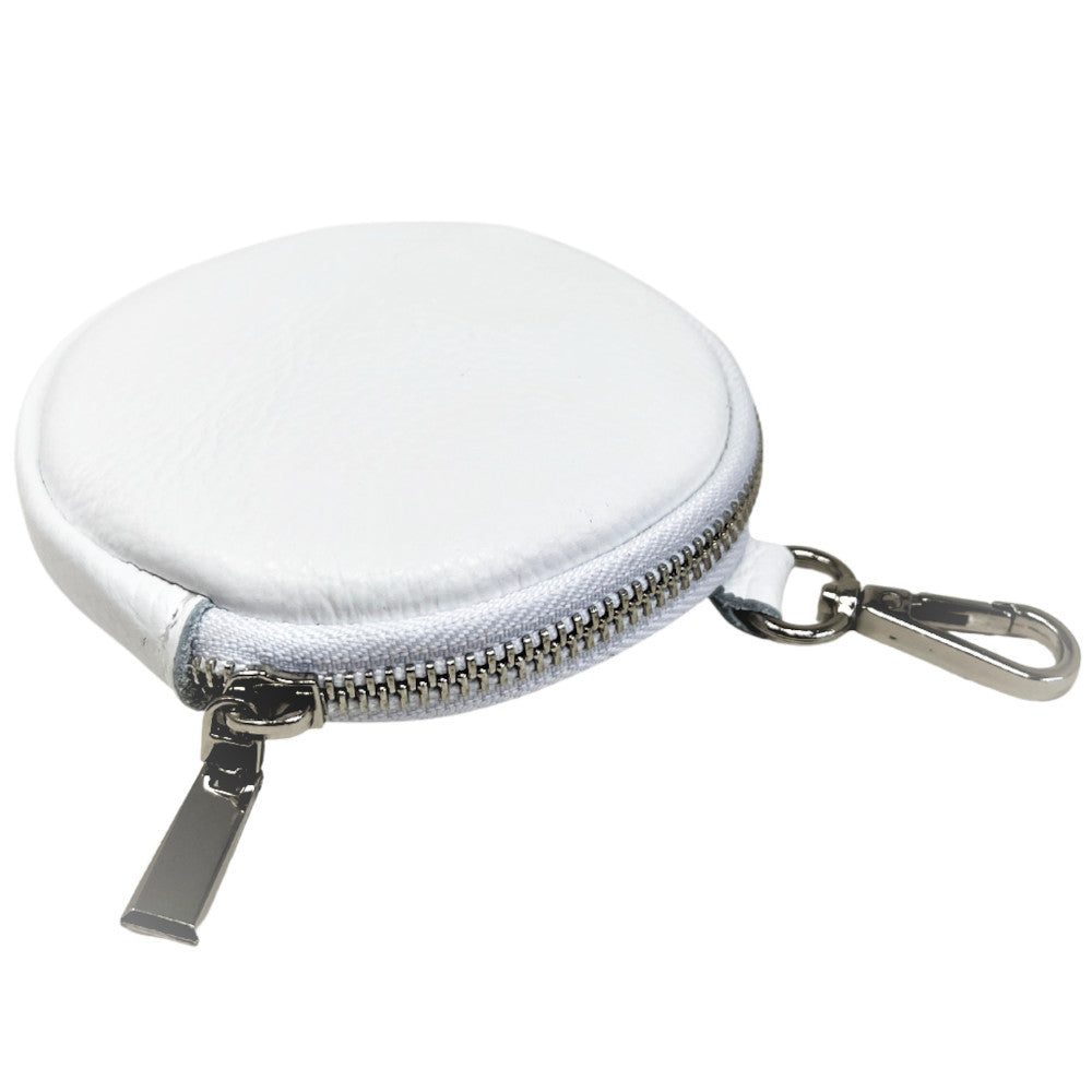 Porte monnaie en cuir grainé italien NEMO Blanc