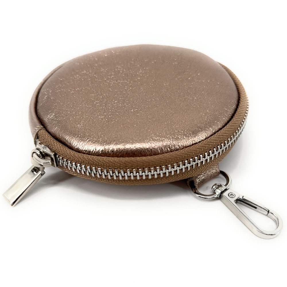 Porte monnaie en cuir grainé italien NEMO Champagne irisé