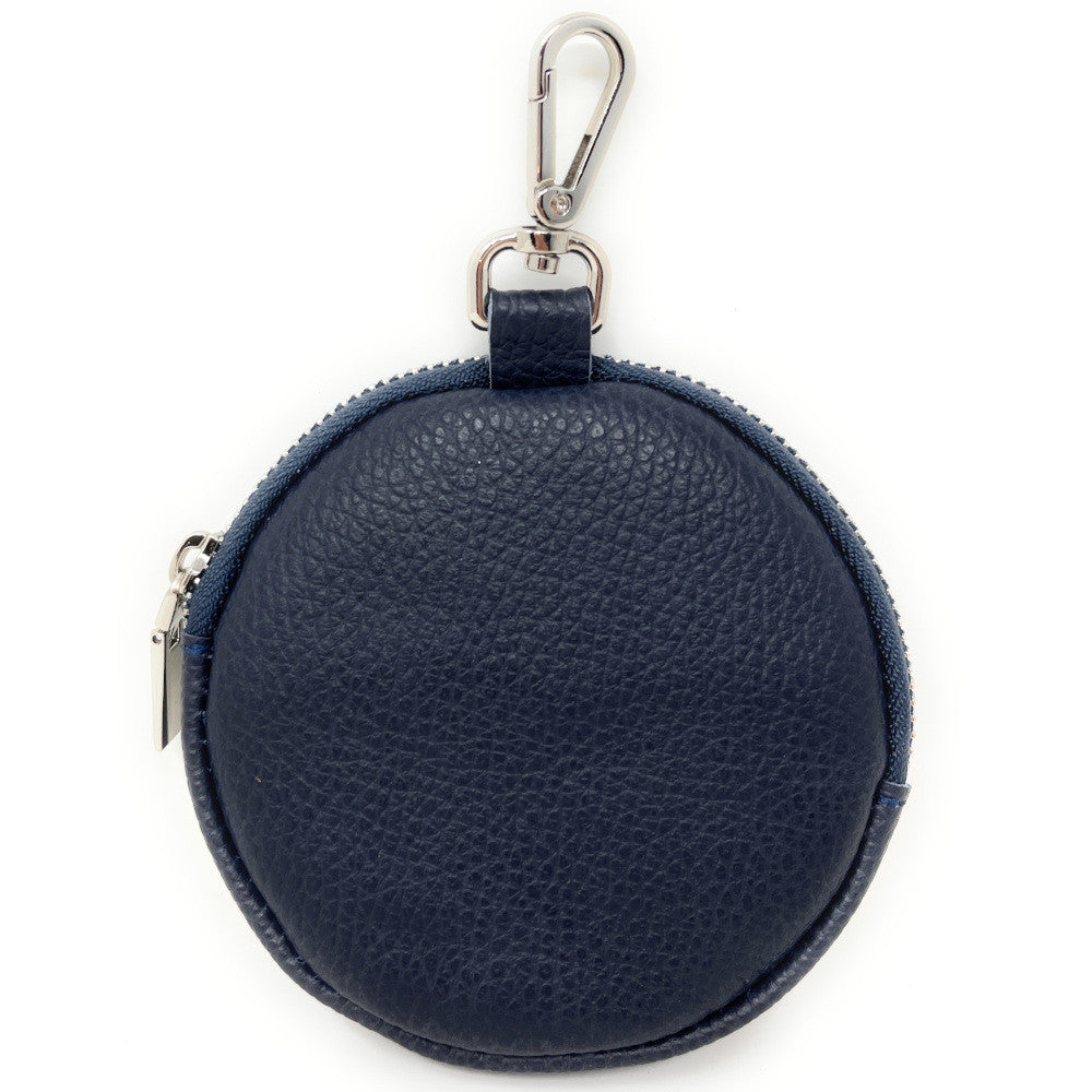 Porte monnaie en cuir grainé italien NEMO Bleu marine