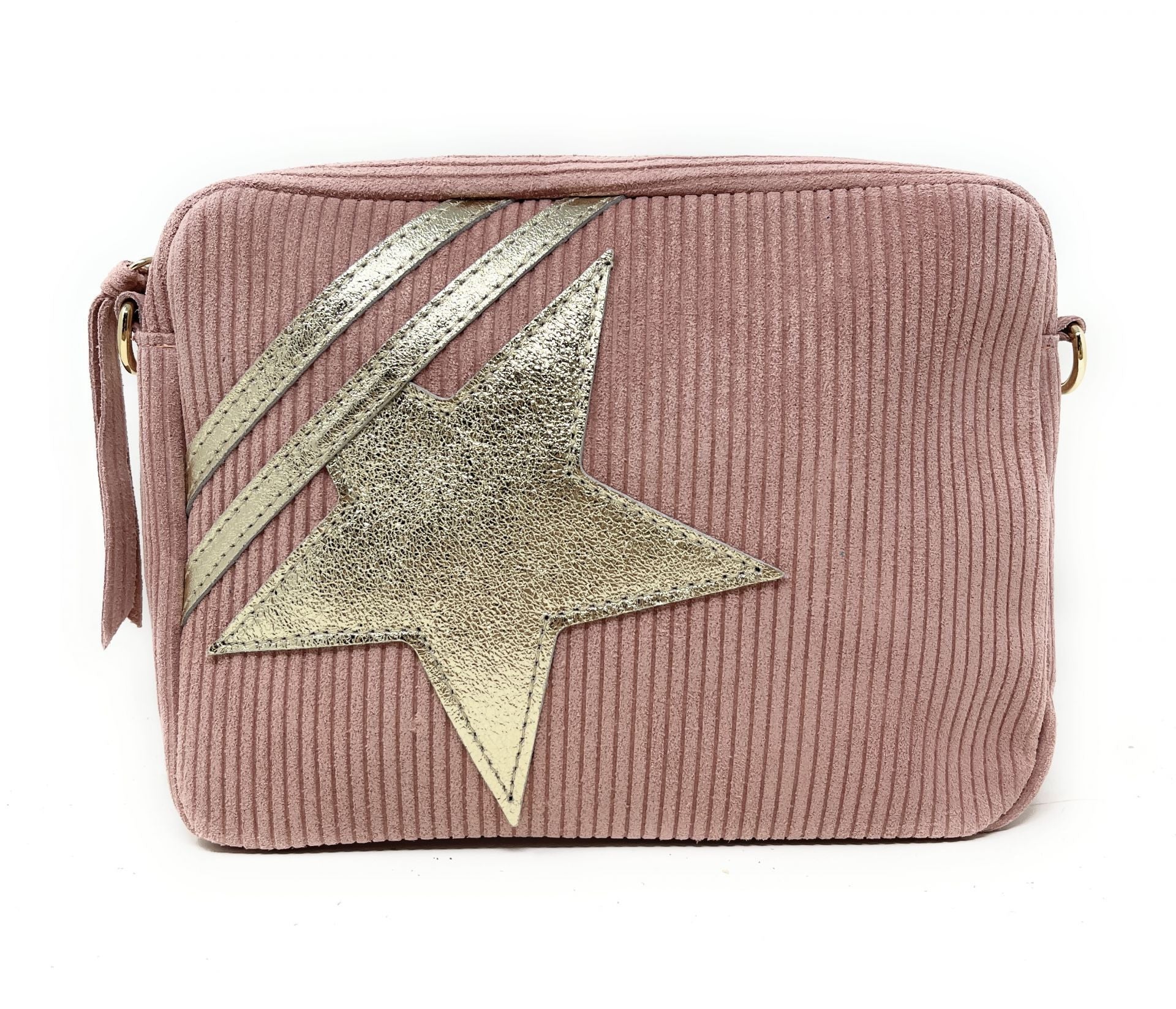 Sac à bandoulière en croûte de cuir SILVER STAR Rose nude