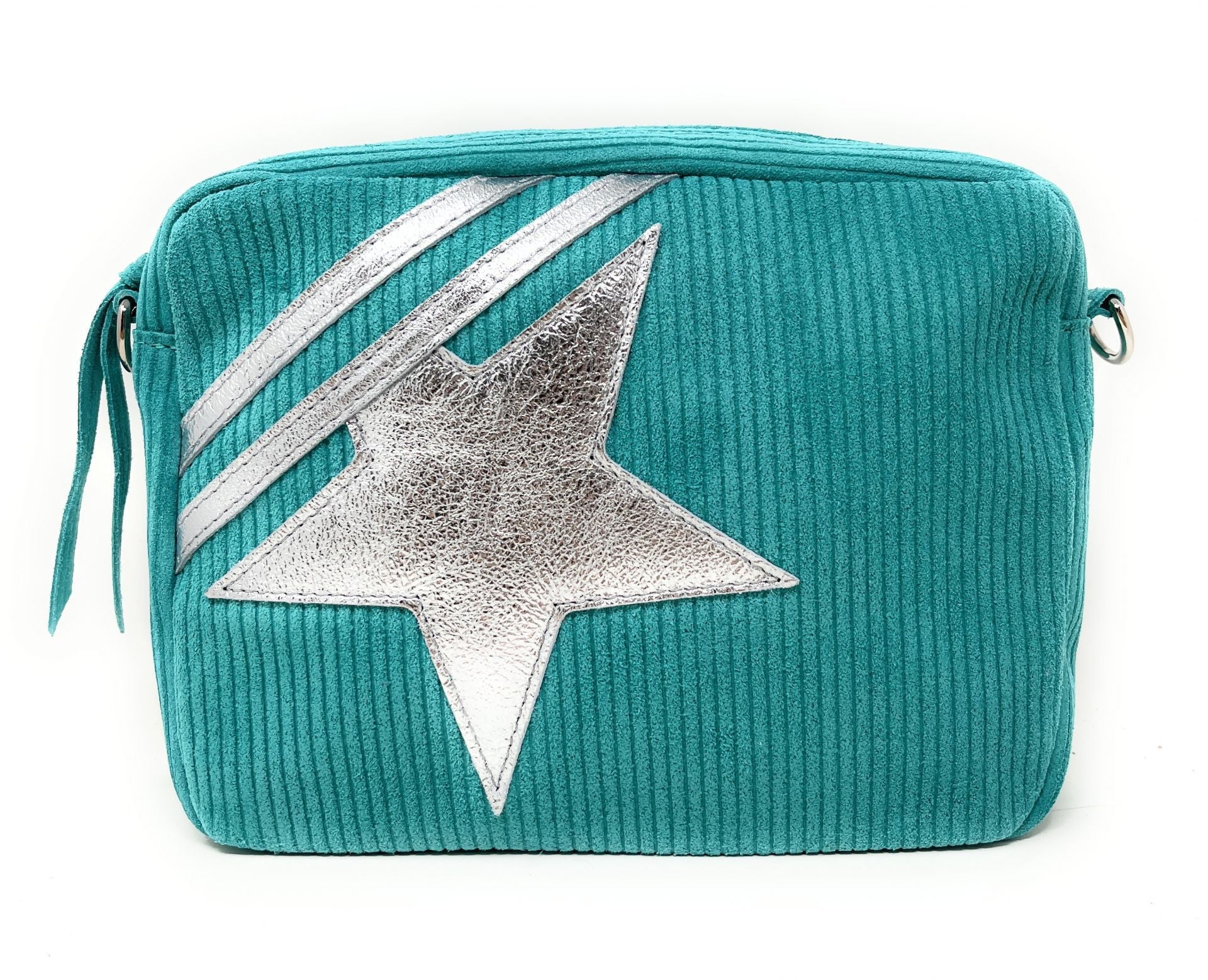 Sac à bandoulière en croûte de cuir SILVER STAR Lagon