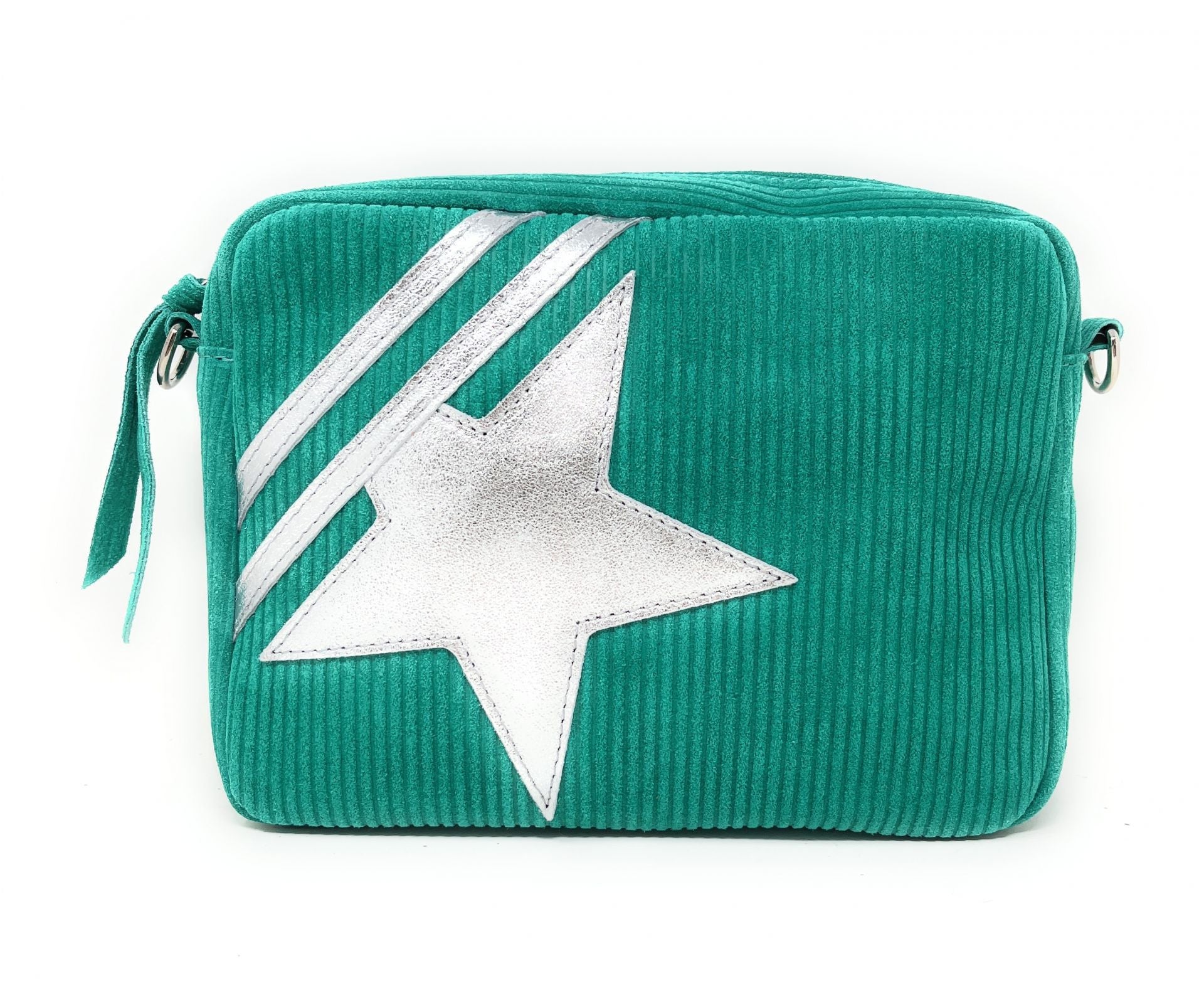 Sac à bandoulière en croûte de cuir SILVER STAR Vert menthe