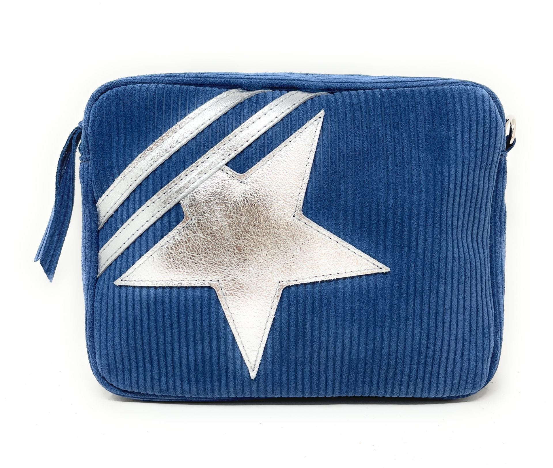 Sac à bandoulière en croûte de cuir SILVER STAR Bleu