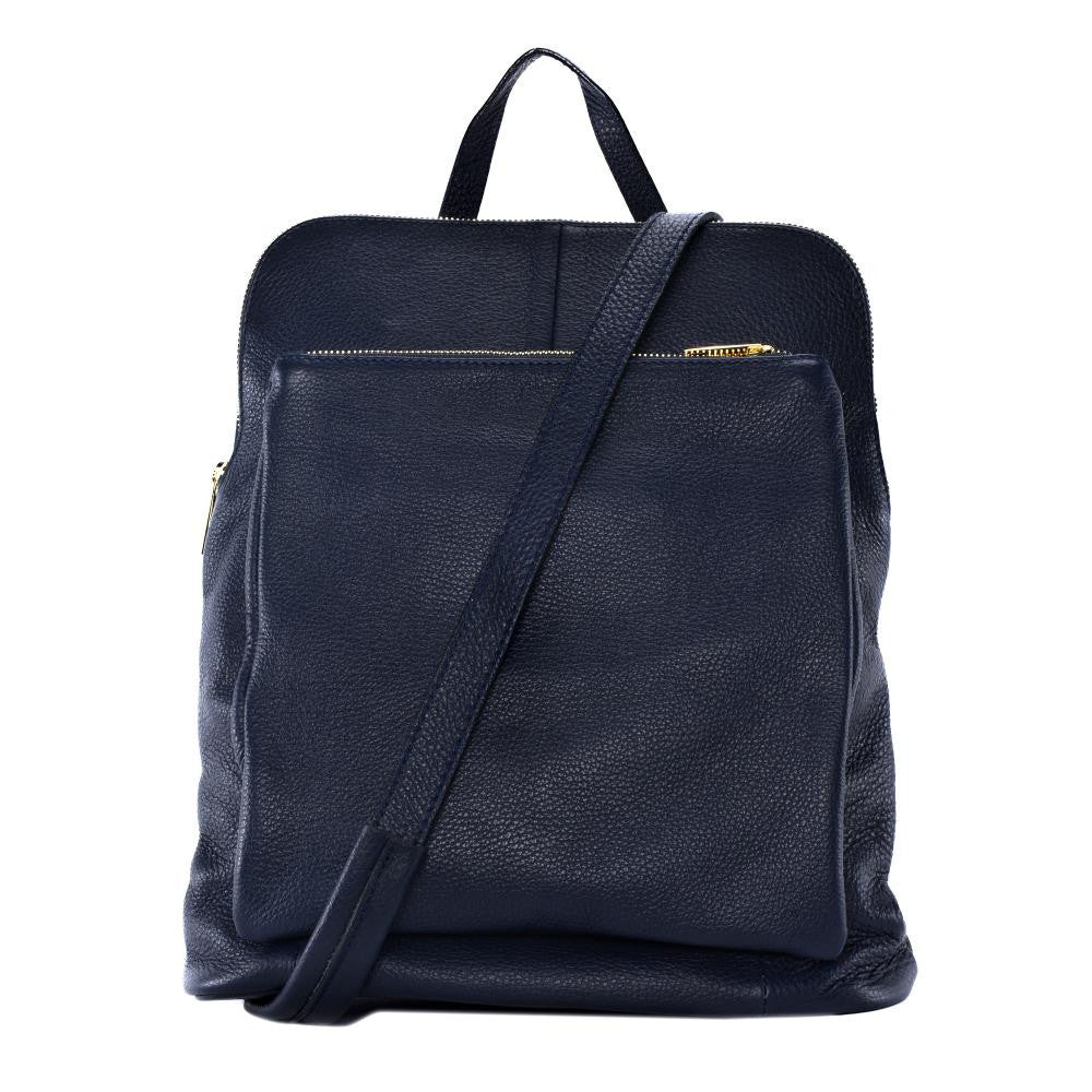 Sac à dos en cuir grainé CORFOU Bleu marine