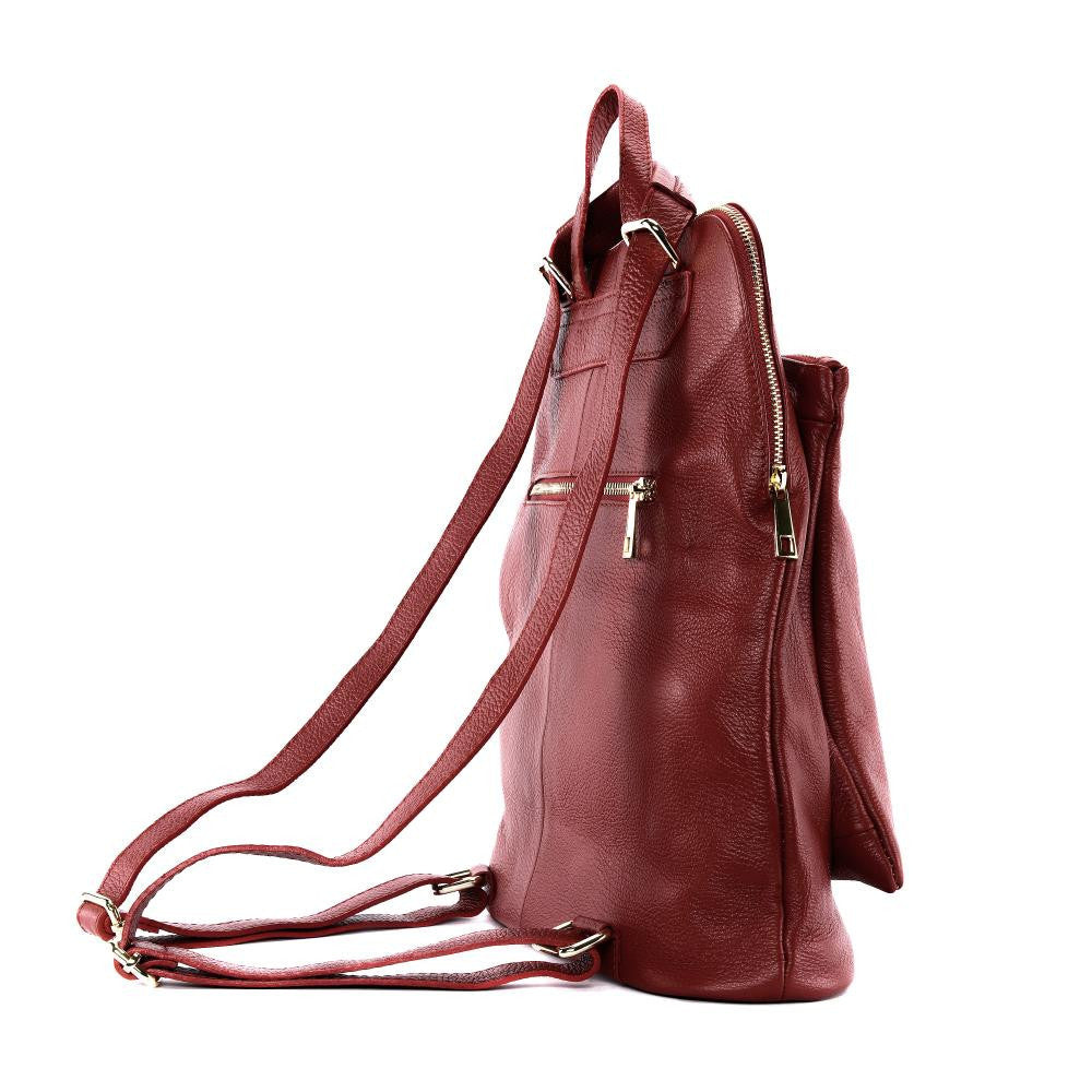 Sac à dos en cuir grainé CORFOU Rouge foncé