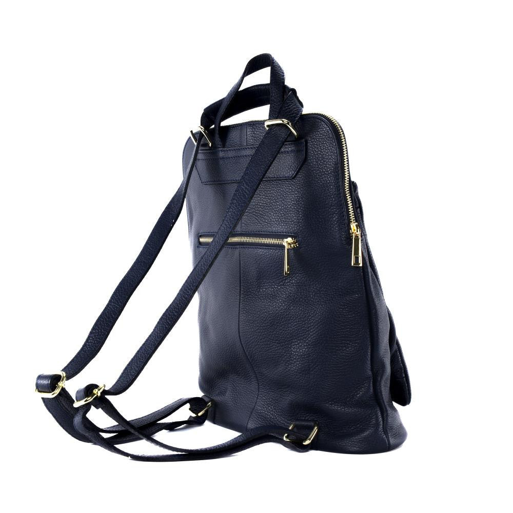 Sac à dos en cuir grainé CORFOU Bleu marine