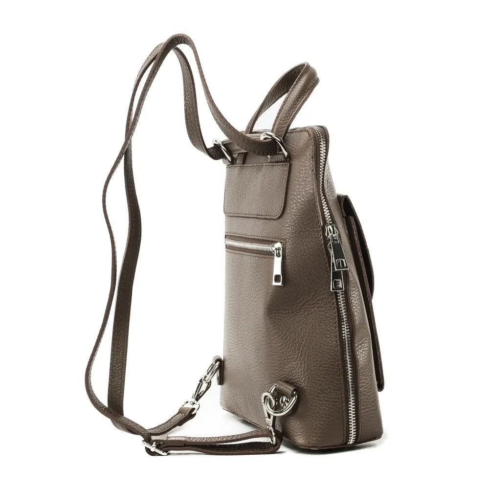 Sac à dos en cuir grainé HAILEY Taupe foncé