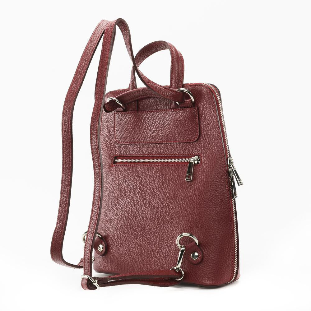 Sac à dos en cuir grainé HAILEY Rouge bordeaux