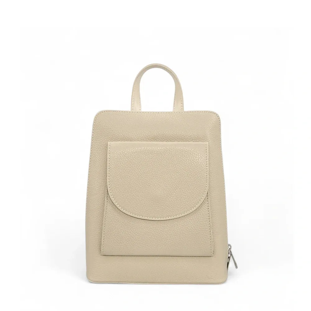Sac à dos en cuir grainé HAILEY Taupe clair
