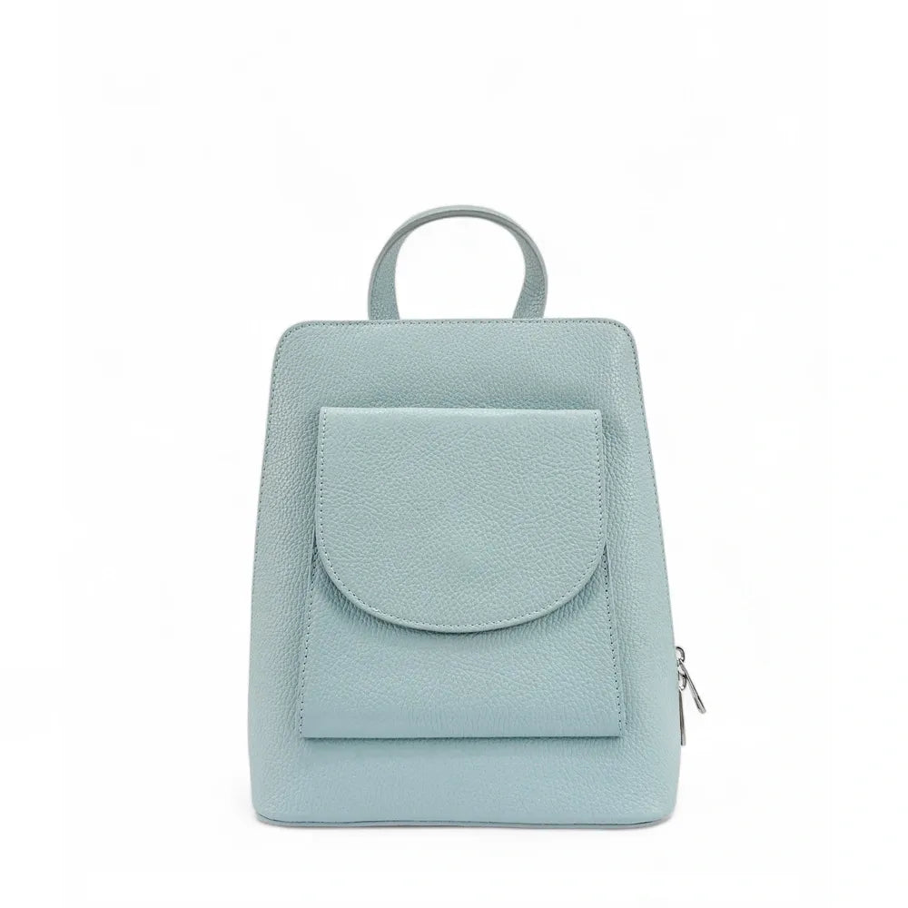 Grained leather backpack HAILEY Pastel blue