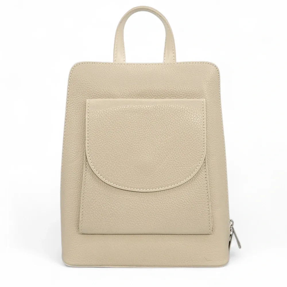 Sac à dos en cuir grainé HAILEY Taupe clair