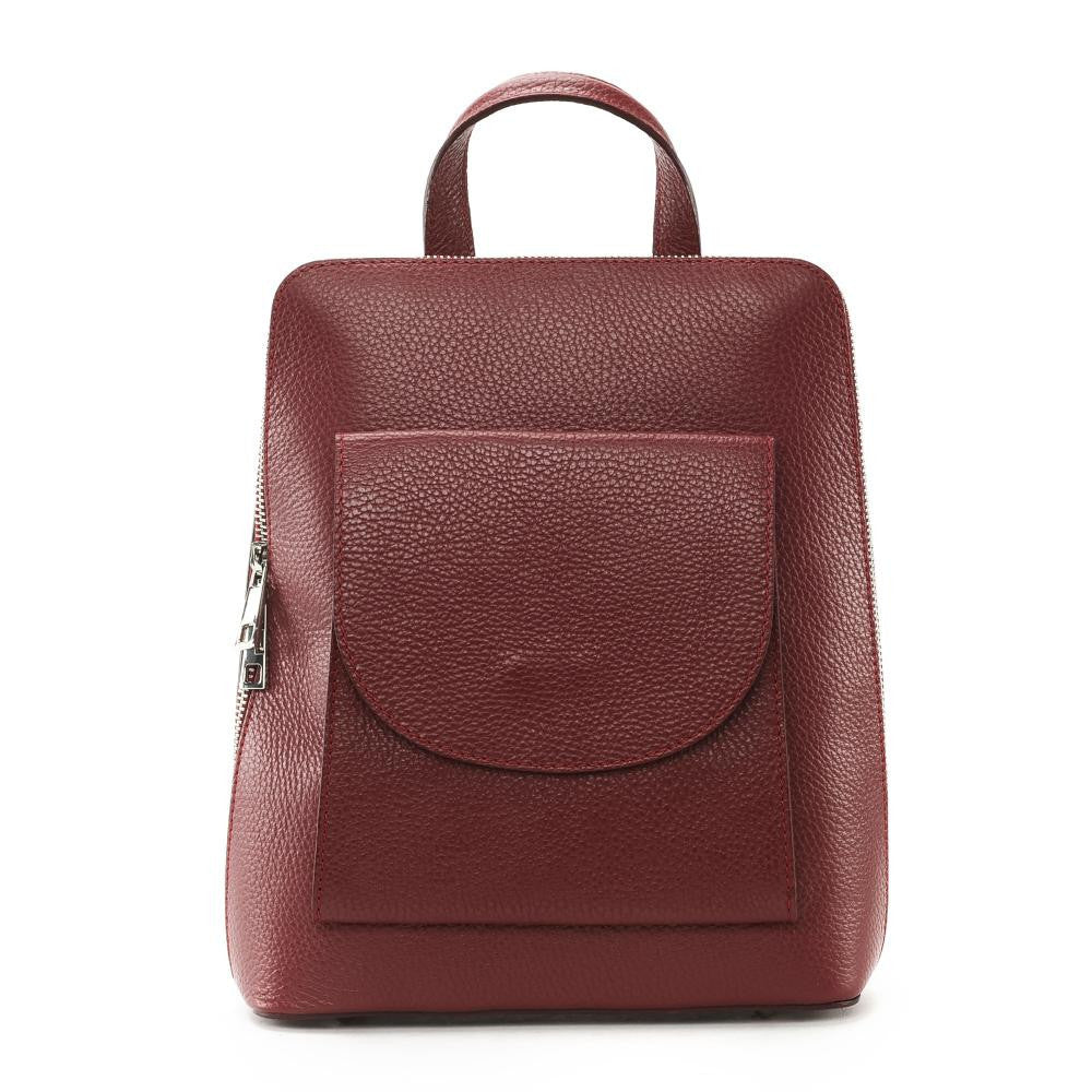Sac à dos en cuir grainé HAILEY Rouge bordeaux