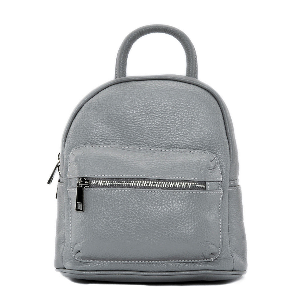 Sac à dos en cuir grainé LITTLE KYOTO Gris clair