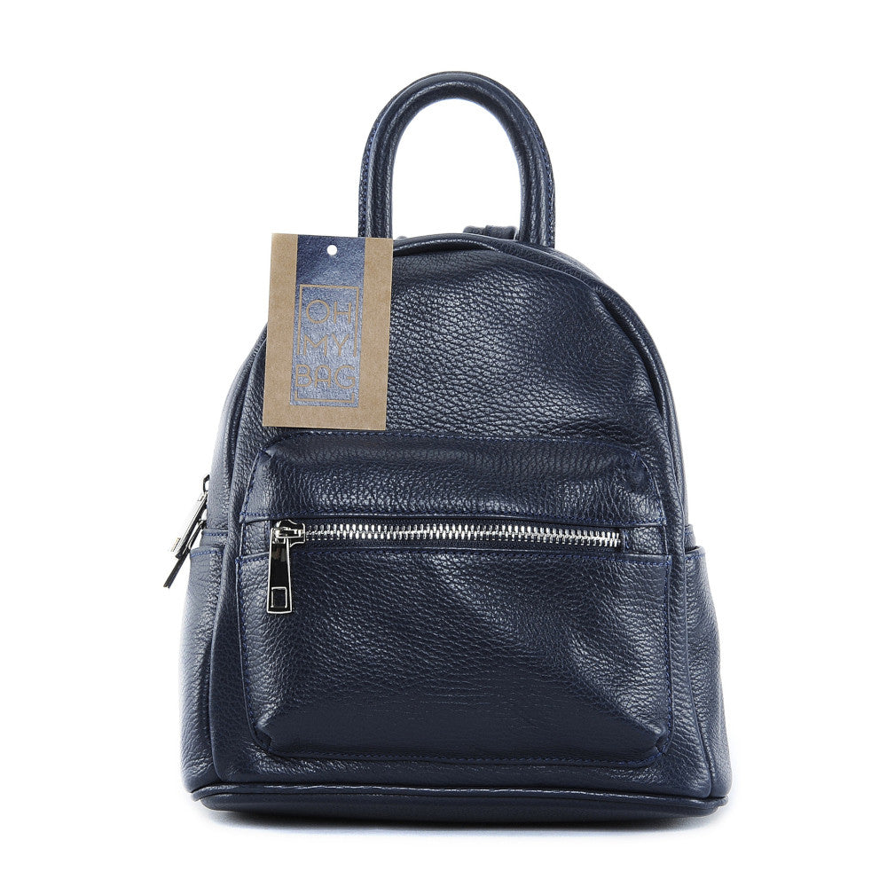 Sac à dos en cuir grainé LITTLE KYOTO Bleu marine