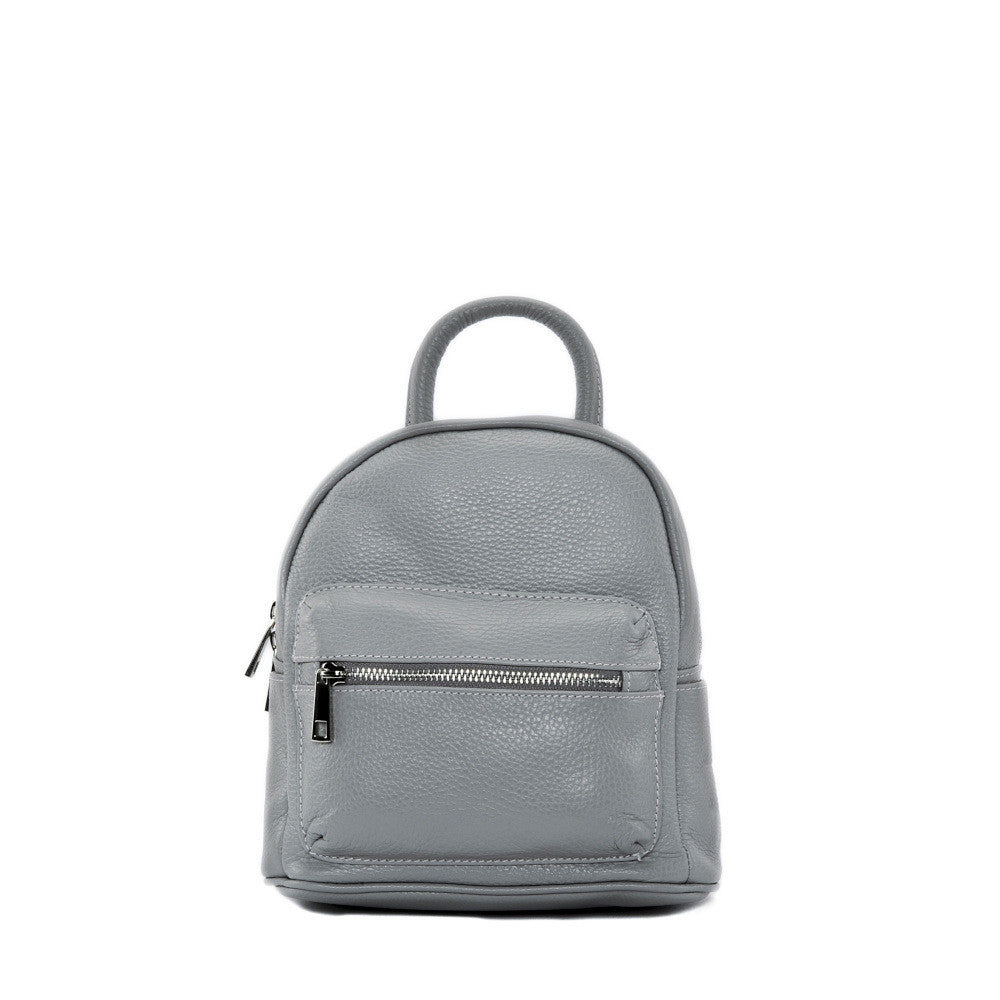 Sac à dos en cuir grainé LITTLE KYOTO Gris clair