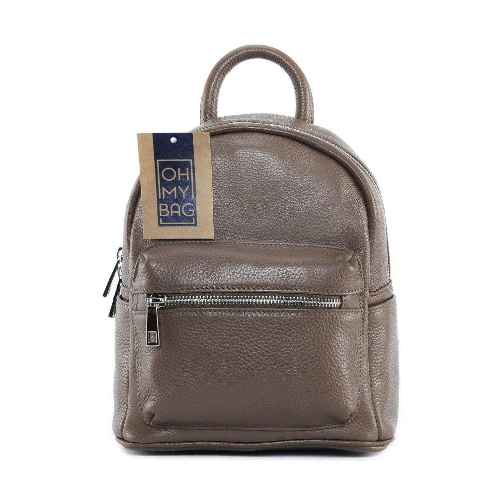 Sac à dos en cuir grainé LITTLE KYOTO Taupe foncé