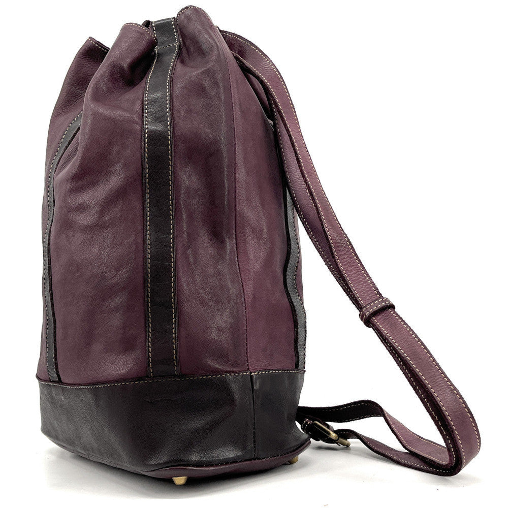 Sac à dos en cuir souple vintage tannage végétal HYPERION Rouge bordeaux