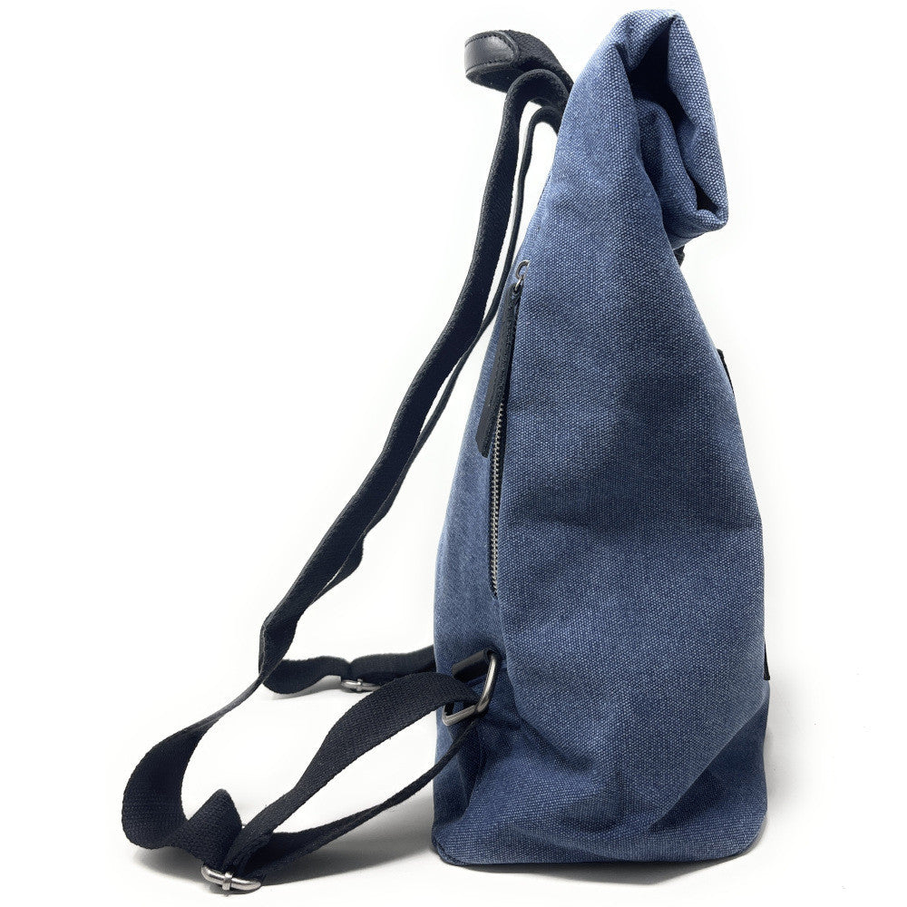 Sac à dos en toile et cuir LANAI Bleu denim