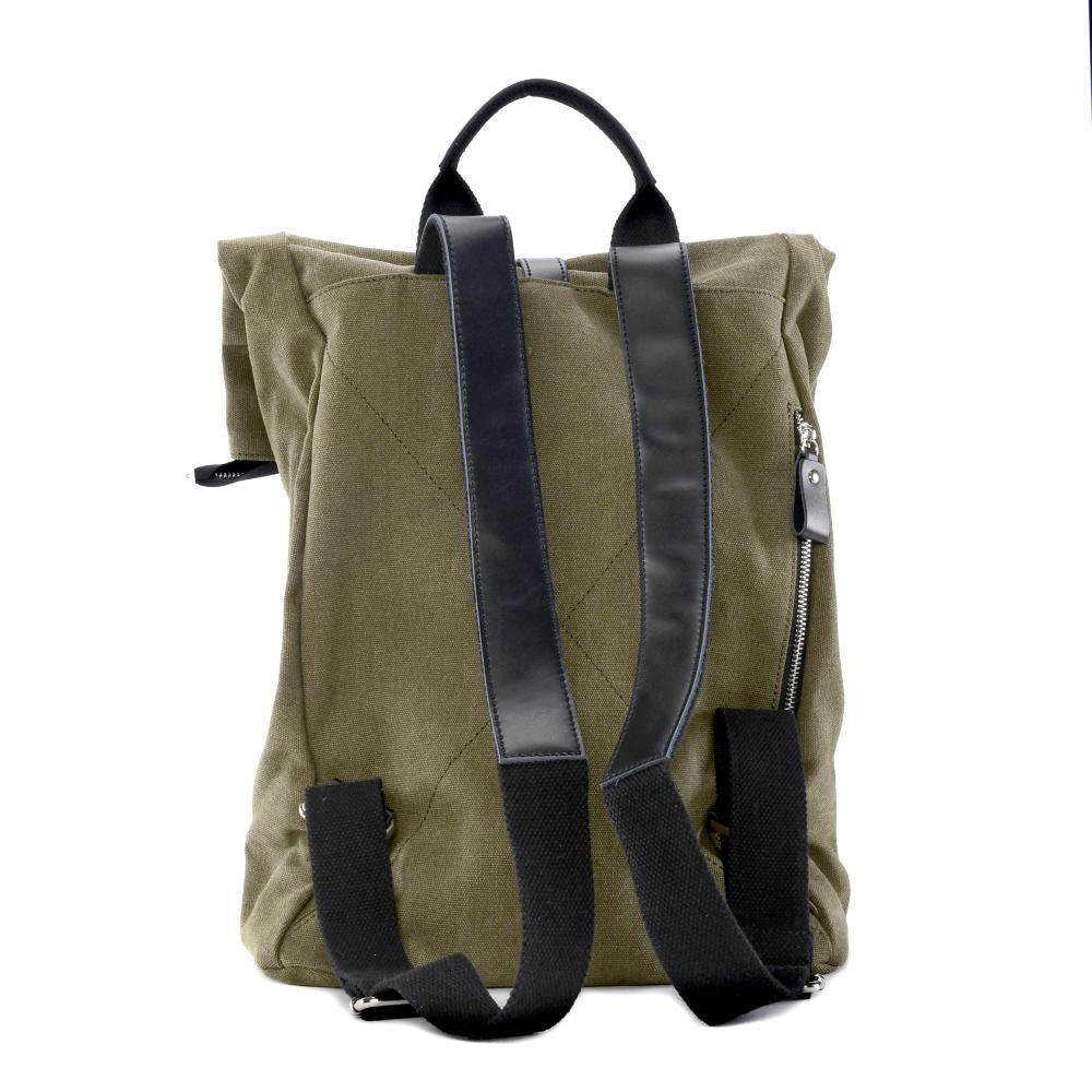 Sac à dos en toile et cuir LANAI Kaki