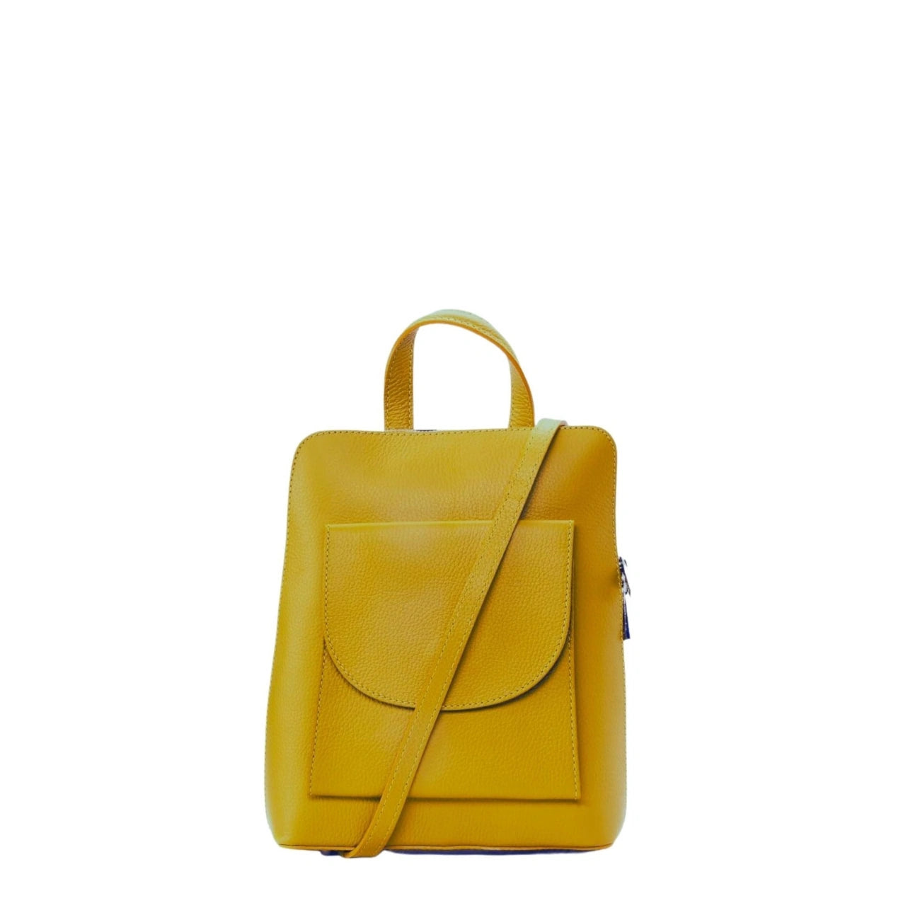 Grained leather backpack HAILEY Sunflower yellow