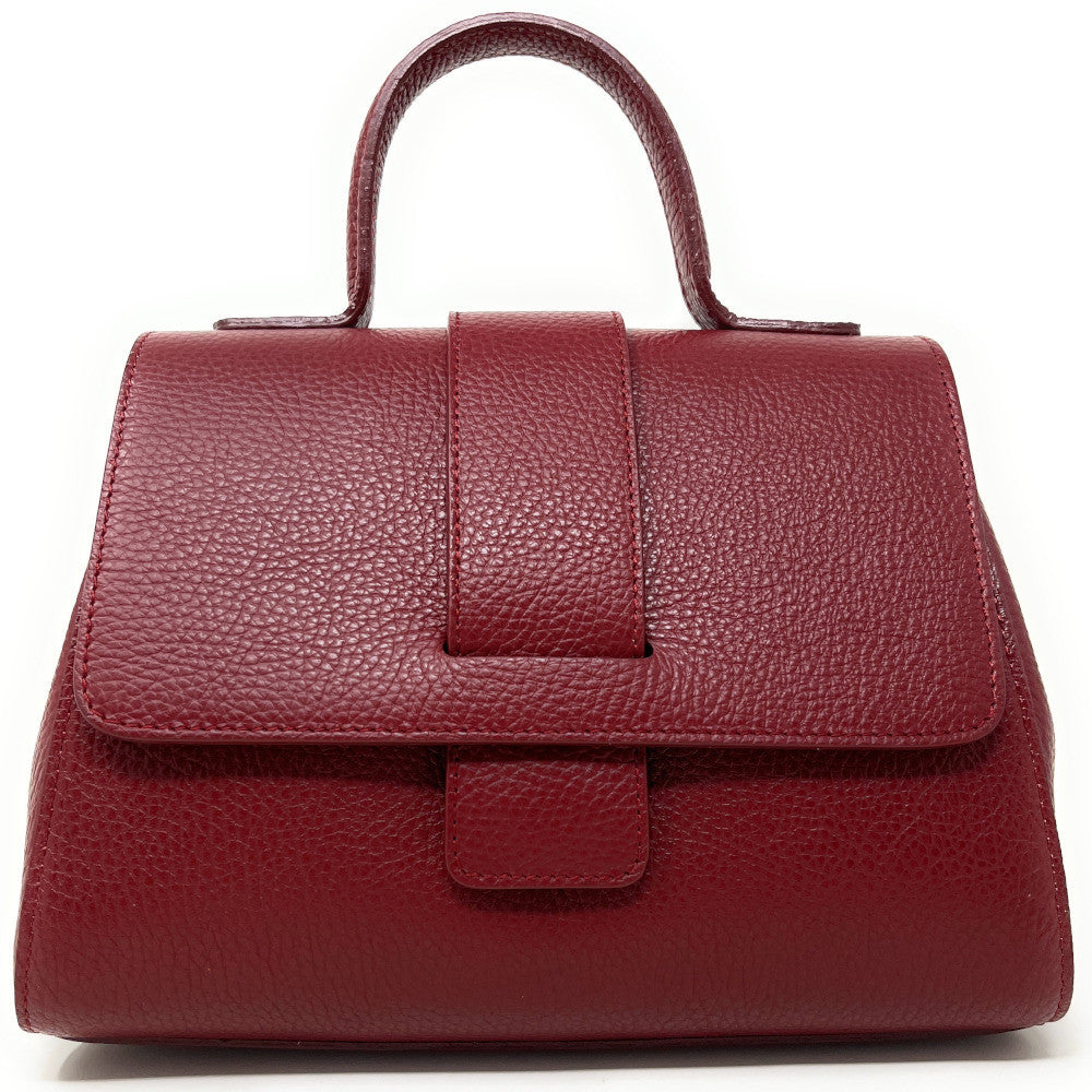 Sac bandoulière en cuir grainé SMART Rouge foncé