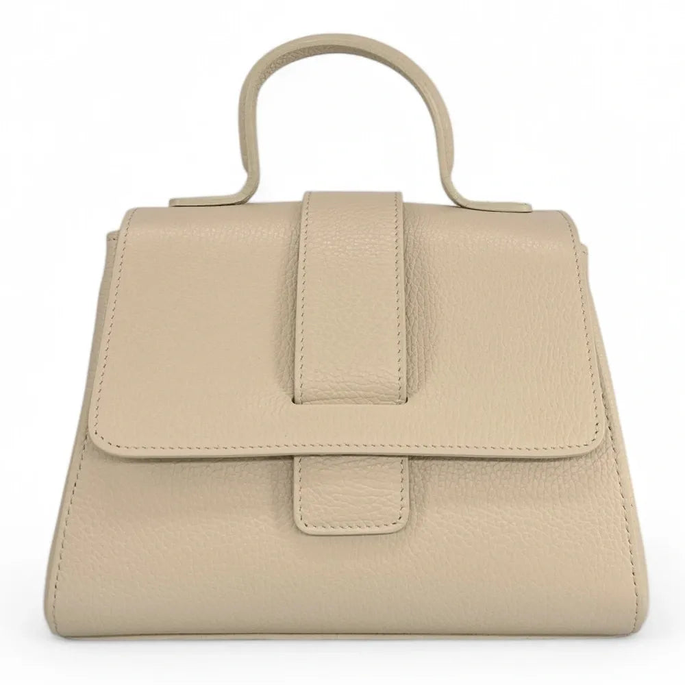 Sac bandoulière en cuir grainé SMART Taupe clair