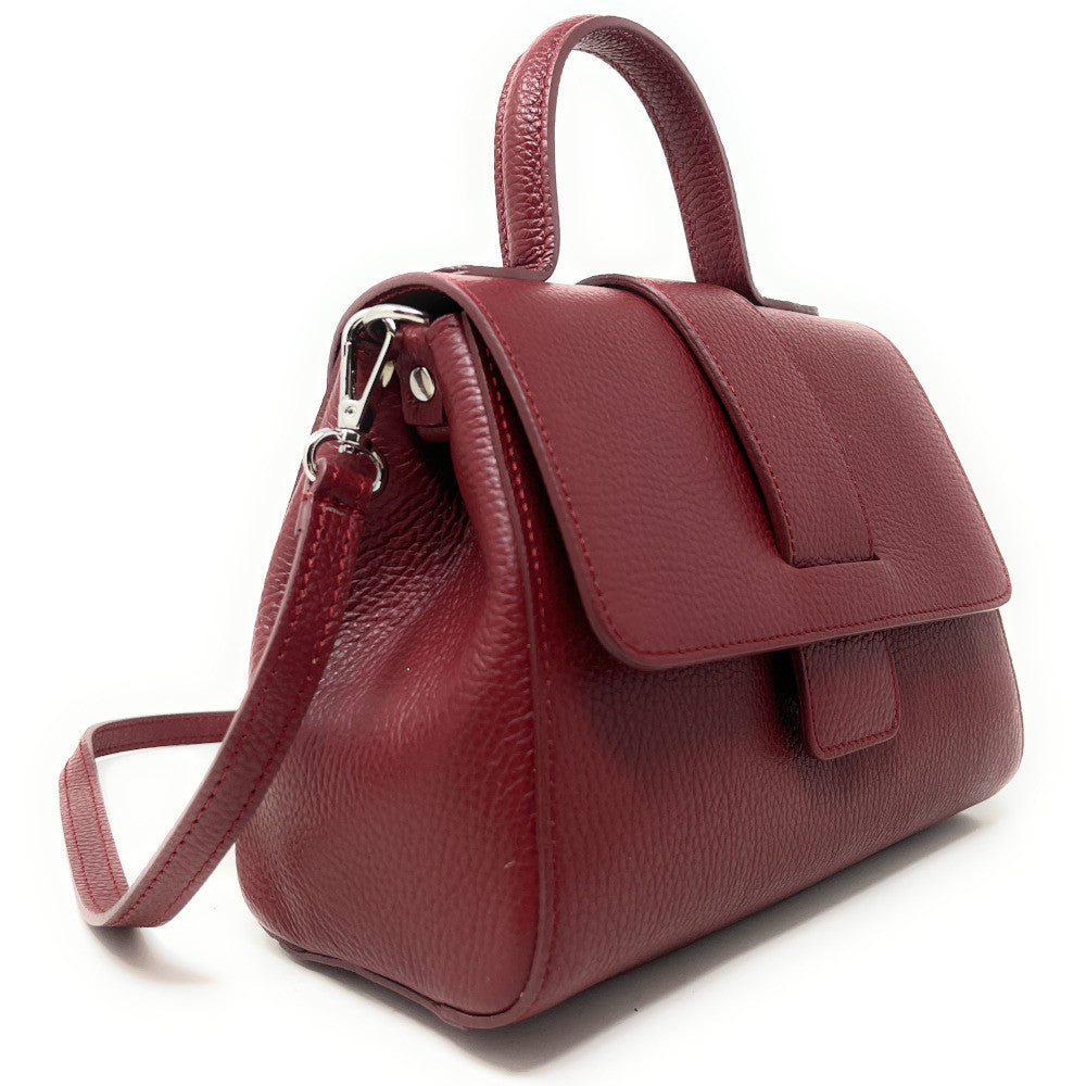 Sac bandoulière en cuir grainé SMART Rouge foncé