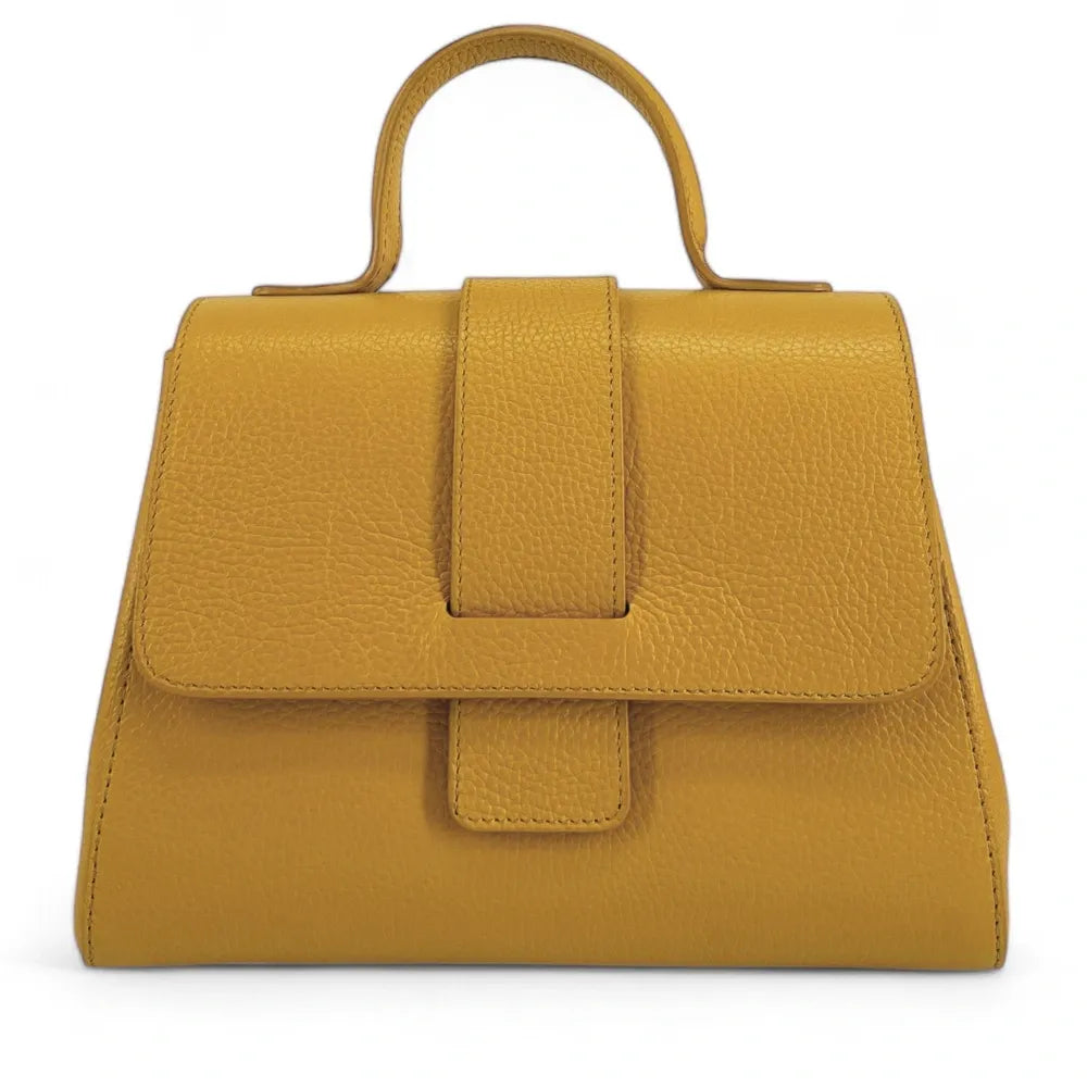 Sac bandoulière en cuir grainé SMART Jaune Moutarde