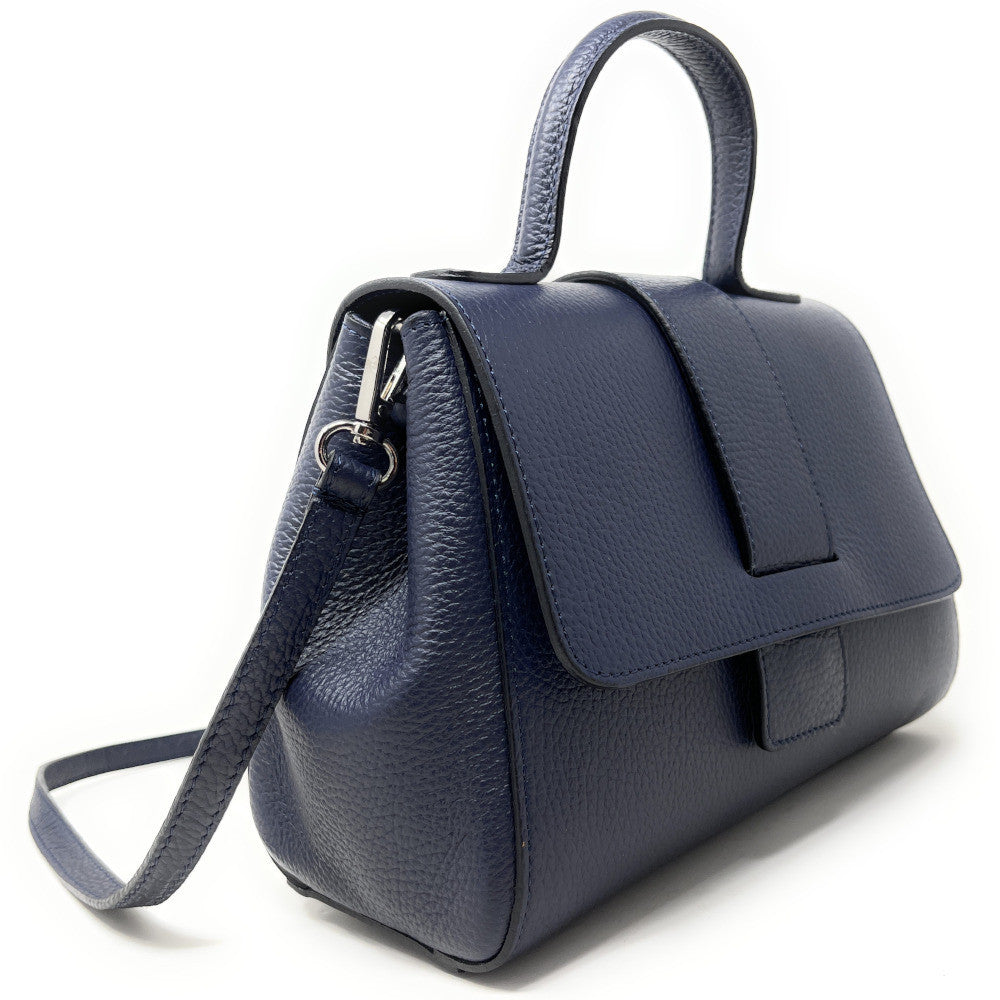 Sac bandoulière en cuir grainé SMART Bleu marine
