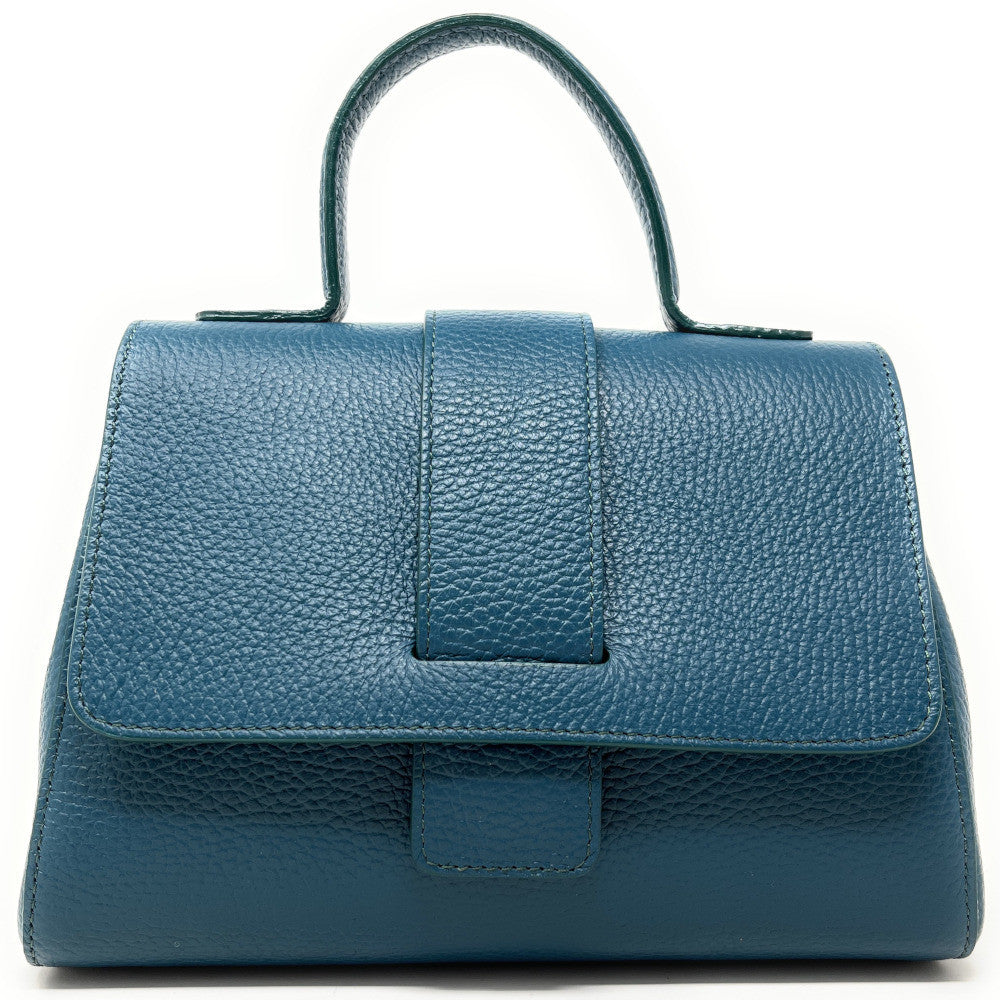 Sac bandoulière en cuir grainé SMART Bleu vert canard
