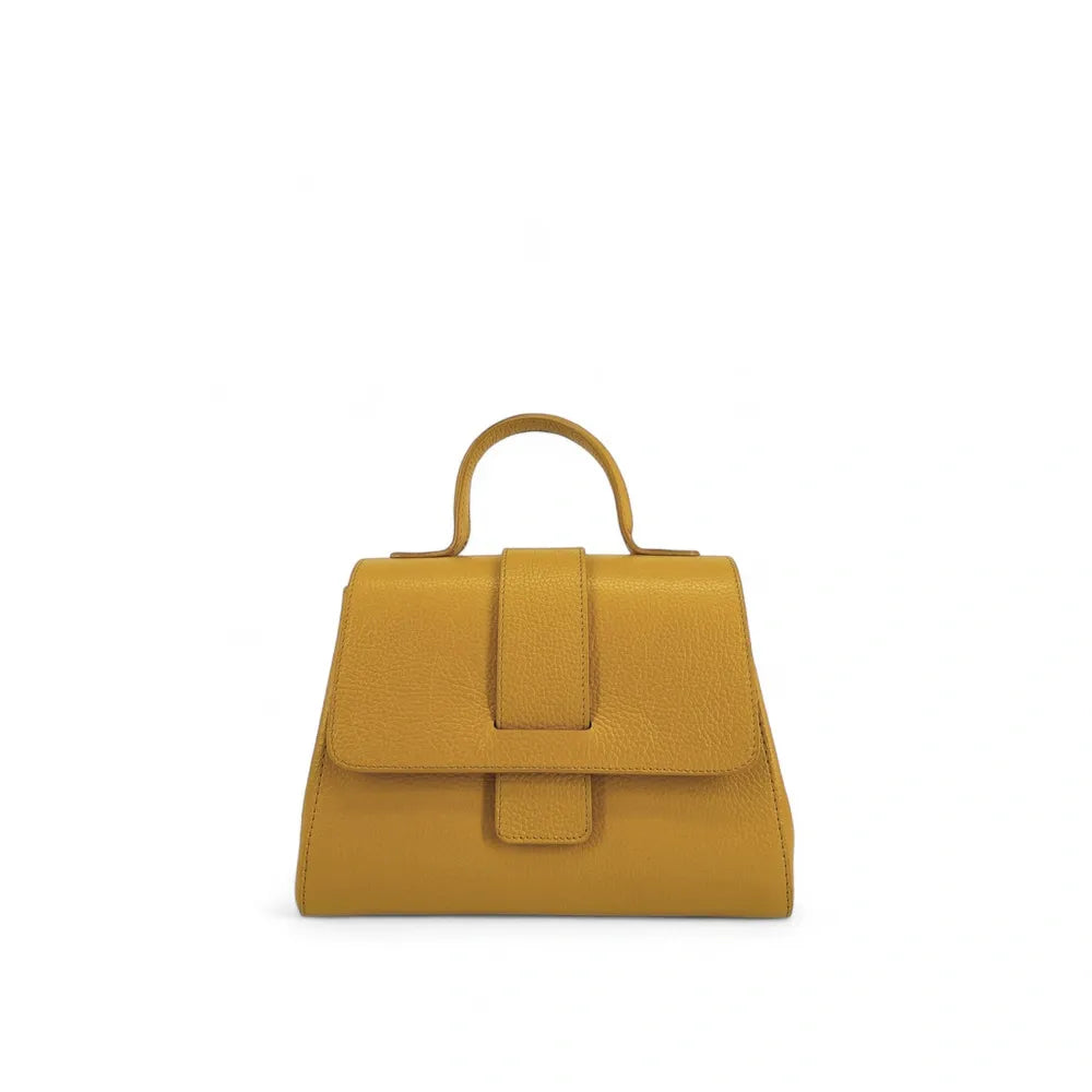 Sac bandoulière en cuir grainé SMART Jaune Moutarde