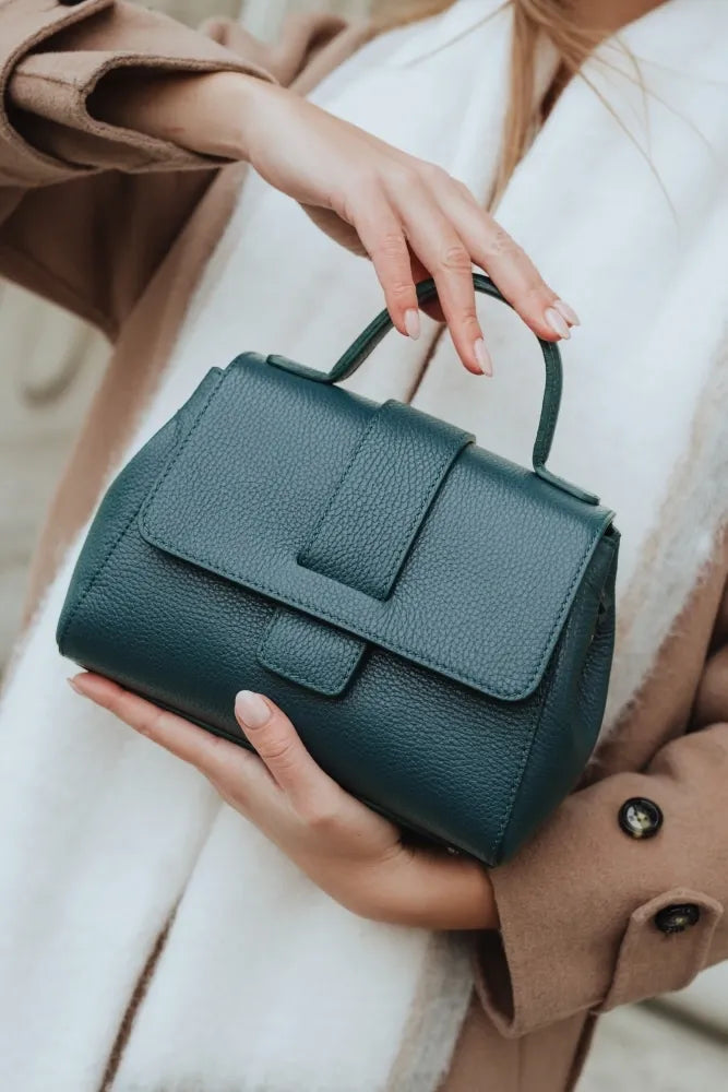 Sac bandoulière en cuir grainé SMART Bleu vert canard