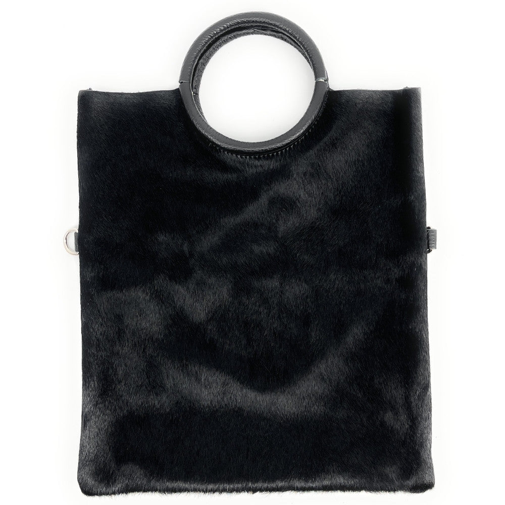 Sac pochette en cuir à motifs CHARLOTTE E.L. Noir